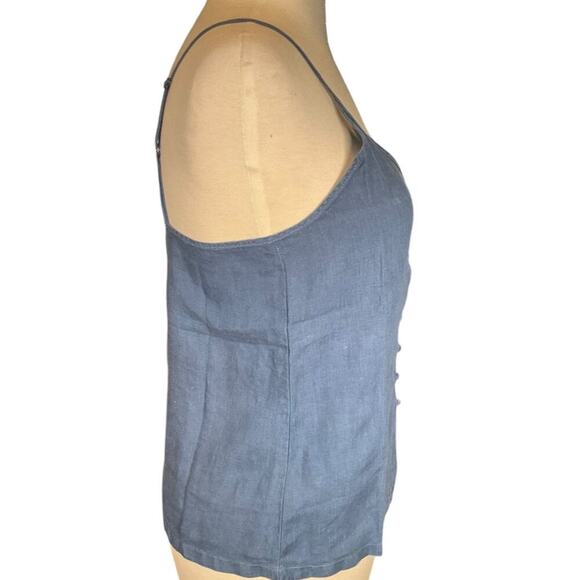 Revolve Krisa Tank 100% Linen Size Small Button Down Blue Adjustable Straps - Picture 5 of 9